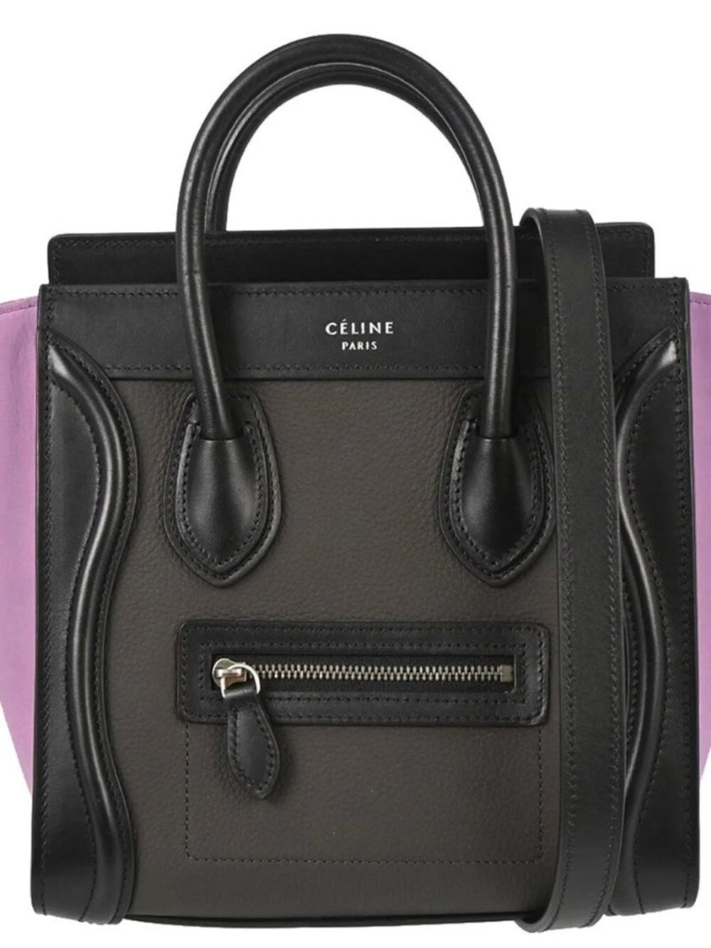 Celine Brown Leather Nano Luggage 2way Tote Handbag W-AT-2176 W-CU-2196 197554